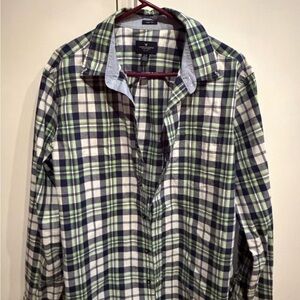 American Eagle Men's Green Plaid Shirt